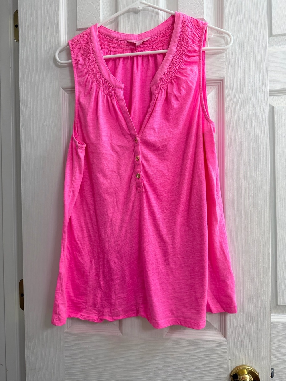 Lilly Pulitzer Bright Pink Sleeveless Henley Tank